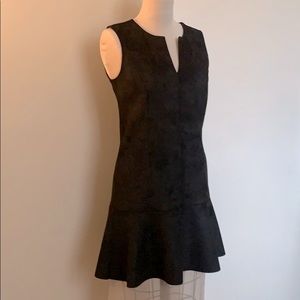 BCBG MAXAZRIA FLARE-SUEDE BLACK DRESS